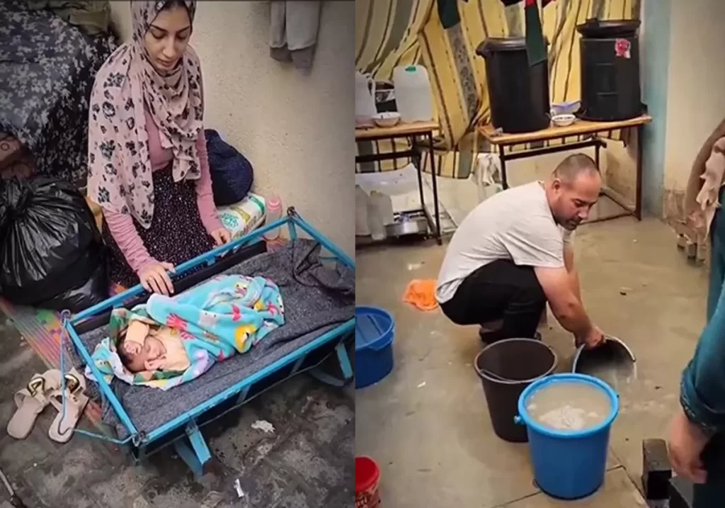 مشهد مأساوي من غزة.. رضيعة ولدت داخل مراكز إيواء النازحين وعائلتها غرقت بمياه الأمطار (فيديو) وطن