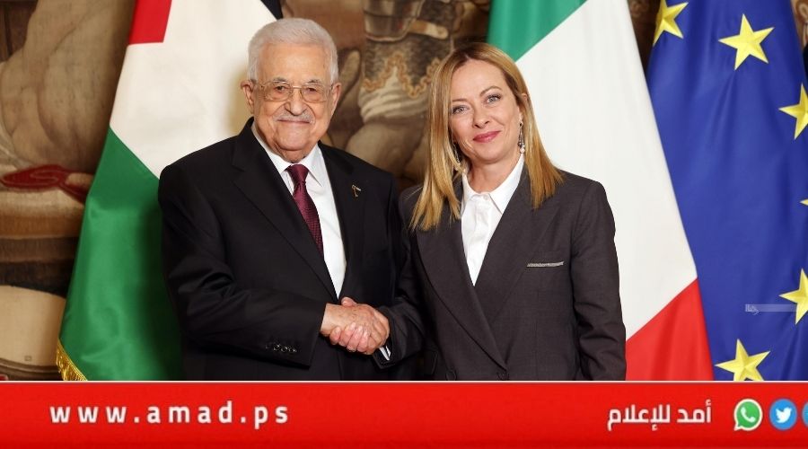 عباس يبحث وميلوني تطورات الوضع في فلسطين وعدوانية إسرائيل