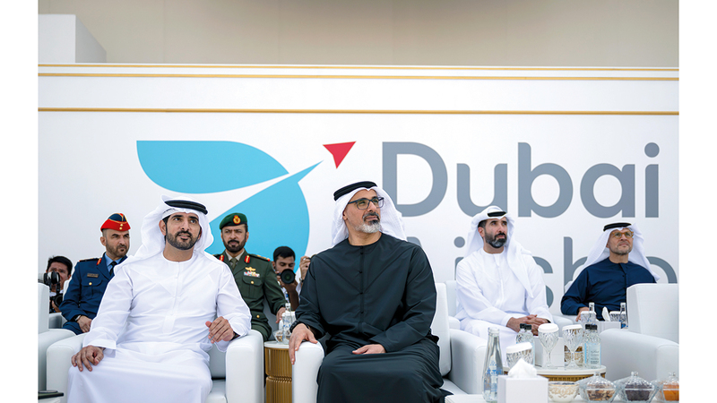 خالد بن محمد وحمدان بن محمد يستقبلان الوفود المشاركة في معرض دبي للطيران