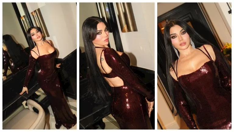 فستان جريء بفتحة ساق.. هيفاء وهبي تحتفل بنجاح حفلها في عمان