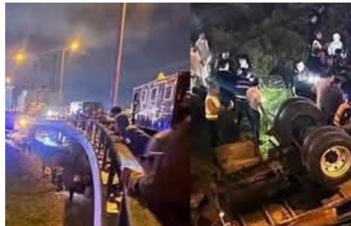 إصابة 23 مجندًا في حادث انقلاب سيارة شرطة على الطريق الزراعي بالبحيرة